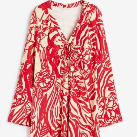 H&M Patterned Tie-detail Dress - Picture 11 of 16